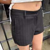 PICSGIRL  -  Vertical Lines Shorts Women High Waist Fashion Trending Skort Shorts Girls Youthful Y2K Short Pant Summer Clothes 2024