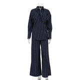 Picsgirl Vintage Striped Pants Sets Women 2024 Spring New Long Sleeve Button Shirts+high Waist Trouser Suits Casual Fashion 2 Piece Set