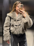 PICSGIRL  -  Vintage Faux Fur Button Coats Women Winter Loose Solid Plush Lapel Cost Female Autumn Warm Versatile High Street Outwear