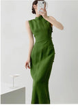 PICSGIRL  -   vintage natural literature art dress chinese style daily improved leisure qipao sexy sleeveless waist cinching slit qipao