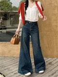 PICSGIRL  -  Winter Flare Jeans High Waist Denim New Loose Mopping Chic Plush Slim 2025 OL Fashion Casual Wide Leg All Match