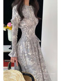 PICSGIRL  -  New Korean Fashion Casual Dress Women Vintage Long Sleeve Office Lady Elegant Long Dress High Waist Party Dresses