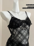 PICSGIRL  -  Summer Women Y2k Dark Academia Camisole Vintage Mesh See Through Crop Top Coquette 2000s Aesthetic Gyaru Halter Top Hot Sexy