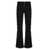 PICSGIRL  -  Y2K Low Waist Flare Jeans High Street Fashion Women Black Denim Trousers Vintage Slim Fit Zipper Front Pants Spring