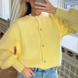 PICSGIRL  -  Casual Knitted Cardigan Women's Loose Versatile Solid Button Knitted Long Sleeve Sweater Autumn Office Warm Jacket Top