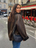 PICSGIRL  -  Thick Faux Leather Jackets for Women Autumn Winter Warm Jackets Woman 2024 Faux Wool Coats Long Sleeve Oversized Jacket