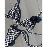 PICSGIRL  -  Micro Bikini Push Up Women Swimsuits Sexy Female Swimwear Checkerboard Brazilian Bikini Set Biquini Print Beachwear