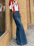 PICSGIRL  -  Winter Flare Jeans High Waist Denim New Loose Mopping Chic Plush Slim 2025 OL Fashion Casual Wide Leg All Match