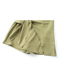 PICSGIRL  -  Cool Girl Fashion Side Knotted Summer Green Short Pants Womens 2024 Summer Casual Side Zipper Asymmetrical Shorts Skirts