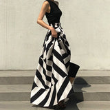 PICSGIRL  -  Vintage Maxi Skirt Midi  Long s for Women Korean Style Falda Larga Irregular Striped  Goth Mujer Moda 2024 New