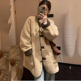 PICSGIRL  -  Autumn Winter Lamb Wool Jacket Women's Loose Coats Harajuku Warm Outerwear Long sleeve Cotton Padded Jacket