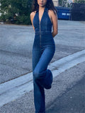 Picsgirl -  Y2k Denim Jumpsuit Women 2023 New V-Neck Sleeveless Slim Bodycon Jumpsuits Overalls Streetwear One Piece Outfits Jeans