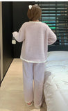 PICSGIRL  -  Pajama Sets Women Nightwear Stylish Cozy Ins Ladies Sweet Popular Winter Warm Sleepwear Lounge Simple Lovely Harajuku Patchwork