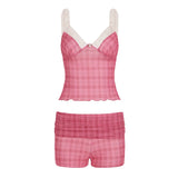 PICSGIRL  -  Two-Piece Set Plaid Print Y2K Sexy Camisole and Shorts Outfits for Women Clubwear 90s Fashion Korean Summer Suits