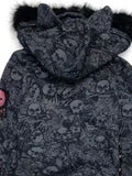 PICSGIRL  -  Goth Skull Print Y2k Hoodies Jackets Women Vintage Harajuku Coat Aesthetic Grunge Fur Patchwork Hooded Jacket Fairy Zipper Coat