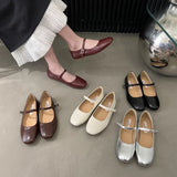 PICSGIRL  -  Korean Style Women Flat Women's Round Toe Retro Single Shoes One Word Buckle Mary Jane Shoes Ballerina Flats Mujer