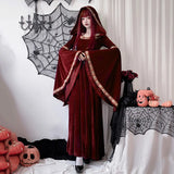 PICSGIRL  -  Halloween Adult Cosplay Costumes Medieval Retro Court of Europe Vampire Little Red Riding Hood Female Witch Dress  ﻿