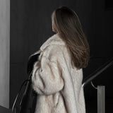 PICSGIRL  -  Vintage Luxury Long Faux Fox Fur Coat Women 2024 Winter Warm Fluffy Fur Jacket Female Street Furry Outerwear Overcoat