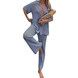 PICSGIRL  -  Suimsuit Cover up Beach 2024 Knitted Hollow Out cardigan Top Straight Home Pants Sets High-Waist Bottoms Suit Sexy Streetwear