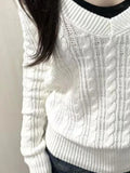 PICSGIRL  -  2024 Autumn Sweet Solid Twist Sweater Women Y2k Aesthetic Casual Loose Vintage Tops Preppy Style Fairy Knitwear All Match Jumper