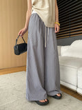 PICSGIRL  -  Summer Women's Casual Striped High Waisted Loose Wide Leg Pants