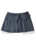 PICSGIRL  -  New Mini Skirt For Women High Waist Gray Pleated Skirt A-Line Turn-Down Shorts Y2k Skirt With Pockets Streetwear