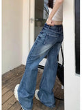 PICSGIRL  -  Fashion Simple Solid Color Washed Blue Casual Jeans Women Y2K Retro Streetwear Harajuku Loose High Waist Wide Leg Jeans