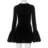 PICSGIRL  -  Fashion Pull Sleeve Black Mini Dress Female High Waist Elegant Long Sleeve Dresses Club Party Bodycon Women's Clothing