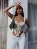 PICSGIRL -  Hollow Out Knit Backless Vestidos Y2k Top Women See-Through Sexy Cardigan Zipper Summer Fashion Cropped Top Female Vest