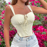 PICSGIRL  -  Sexy Crop Tops Women Summer Lace-up Backless Camis Fashion Slim Short Shirts and Blouses Streetwear Top for Girl