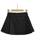 PICSGIRL  -  2024 Women Fashion Sweet Polka Dot Chic Pleated Mini Skirt Preppy Style Mid Waist Short Skirts Cute Split Skorts