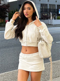 PICSGIRL  -  Autumn Fashion Hoodie 2 Piece-Set Skirt Female Cropped Zipper Cardigan Top And Skirt Sets Tracksuit Women's Sexy Outfits