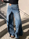 PICSGIRL  -  Y2K Style New Rock Hip Hop Baggy Wide Leg Jeans Pants Women 90S Clothes Vintage Straight Lady Denim Trousers Ropa Mujer