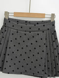 PICSGIRL  -  2024 Women Fashion Sweet Polka Dot Chic Pleated Mini Skirt Preppy Style Mid Waist Short Skirts Cute Split Skorts