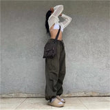 PICSGIRL -  Korean cargo pants women vintage y2k clothes women baggy pants side pockets wmoens pants army green loose joggers cargos brown