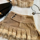 PICSGIRL  -  Y2K Knitted Splicing Two Piece Set for Women Harajuku Fashion Bow Long Sleeved Knitted Sweatshirt Mini Pleated Skirt Autumn Suit