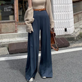 PICSGIRL  -  Solid Color Casual High Waist Wide Leg Pant Pleat Spring Summer Women's Pants Korean Chic Loose Drape Straight Trouser New