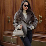 PICSGIRL  -  Winter Warm Faux Fur Jacket Women Long Sleeve Loose Lapel Jackets Coat Coat Female Faux Leather Jacket Casual Outwear