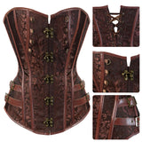 PICSGIRL  -  Gothic Corset Top for Women Steampunk Corsets Leather Jacquard Bustiers Pirate Basque Halloween Cosplay Costumes Rave Outfits