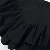 PICSGIRL  -  Black Mini Skirt Women Korean Fashion High Waist A-line Cute Sexy Layered Ruffles Skirt Shorts Summer Streetwear Casual