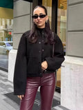 PICSGIRL  -  Stand Collar Short Jacket For Women Fashion Loose Single Breasted Coat Casual 2025 Spring Autumn New Solid Woman Outwear