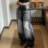 PICSGIRL  -  Baggy America Woman Jeans Y2k Korean Fashion High Street Wide Leg Denim Pants Casual Vintage Autumn Thick Trousers