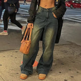 PICSGIRL  -  Baggy Casual Wide Leg Jeans Women Streetwear Washed Denim Trousers Female Vintage 90s High Waist Straight Pants 2025 Spring