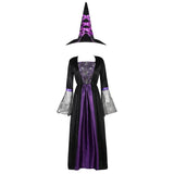 PICSGIRL  -  Witch Costume Women Long Sorceress Classic Dress Adult Renaissance Outfits Halloween Dress-up Disguise Role Playing Party Outfit