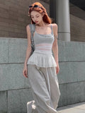 PICSGIRL  -  Hot Girl Slip See Through Cover Up Ruffled Sexy Slim Patchwork Summer Fashion Sleeveless Short Vest Top Pullover Female