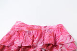 PICSGIRL  -  Sexy Tie-Dye Print 2-Piece Set Women Folds Halter Lace-Up One Shoulder Backless Tops+Tierred Mini Skirts Matching Suits
