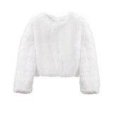 PICSGIRL  -  Brand Fashion 2024 Winter Sweet Pink Cropped Faux Fur Coat Women Streetwear Ins Chic Girls Fluffy Fox Fur Jacket Female