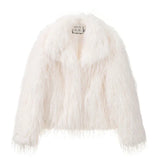 PICSGIRL  -  2024 Winter Fluffy Faux Fur Coat Women Luxury Brand Tassels Furry Turkey Fur Jacket Streetwear Loose Overcoat Outerwear