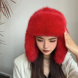 PICSGIRL  -  Bucket Hat Purple Winter New Candy Color Faux Fur Y2k Warm Plush Basin Hat Unisex Bucket Hat Hat Hats for Women