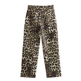 PICSGIRL  -  Fashion Leopard Trousers Women Clothes 2024 Summer New Street High Waist Leopard Print Straight Pants for Women Trousers